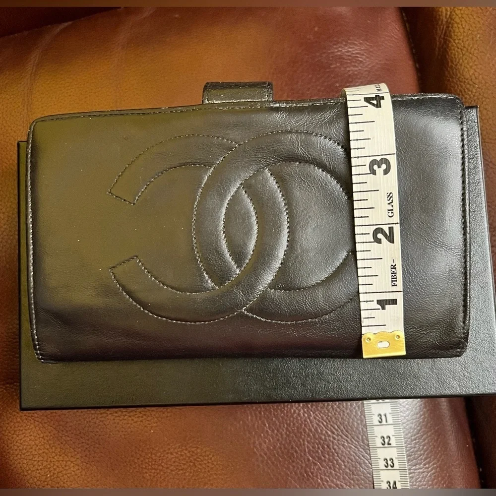 Authentic Vintage Chanel Timeless CC Long Wallet. box and authenticated card.